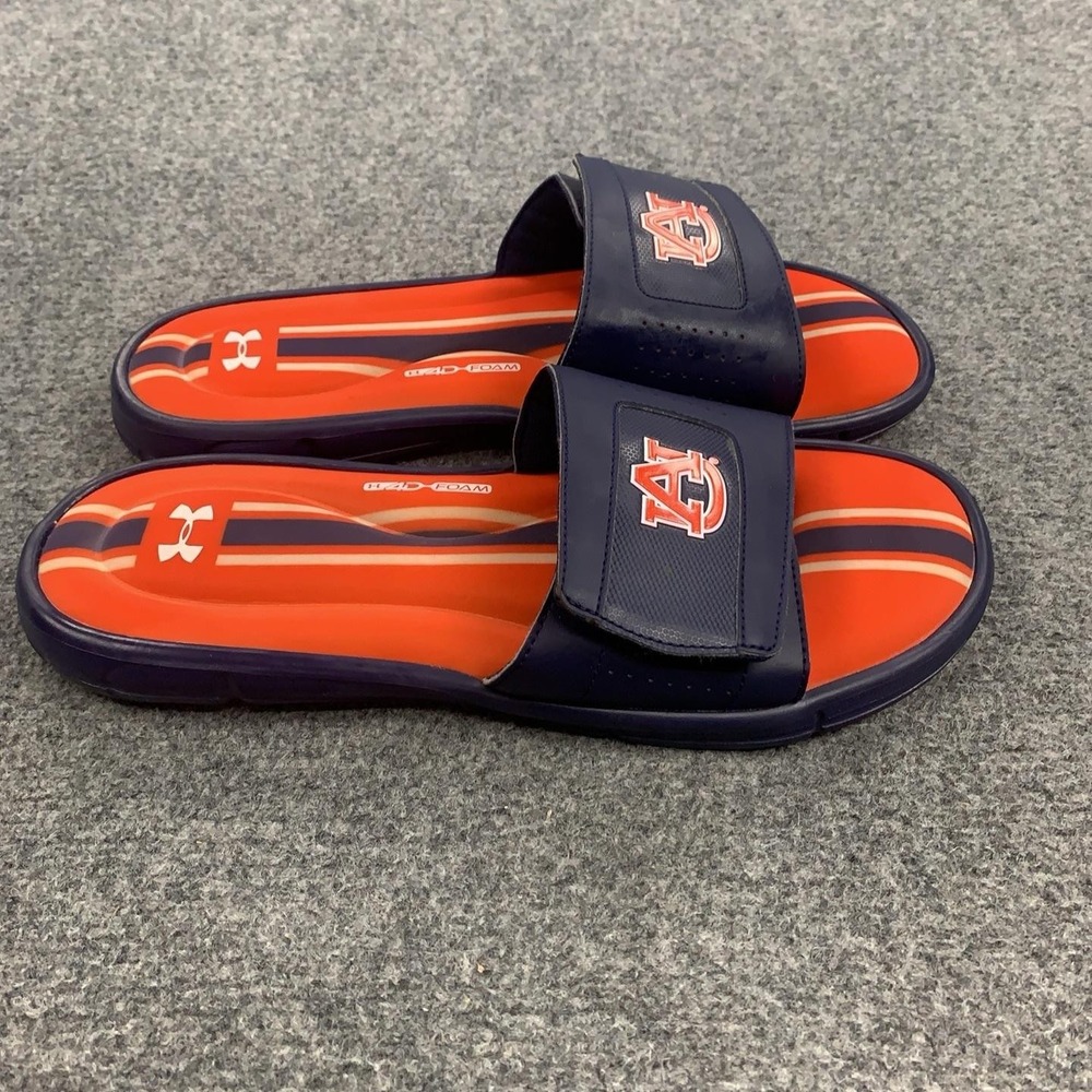 Auburn Tigers Slide Sandals Mens 12 Blue NCAA Football Under Armour 4D Foam